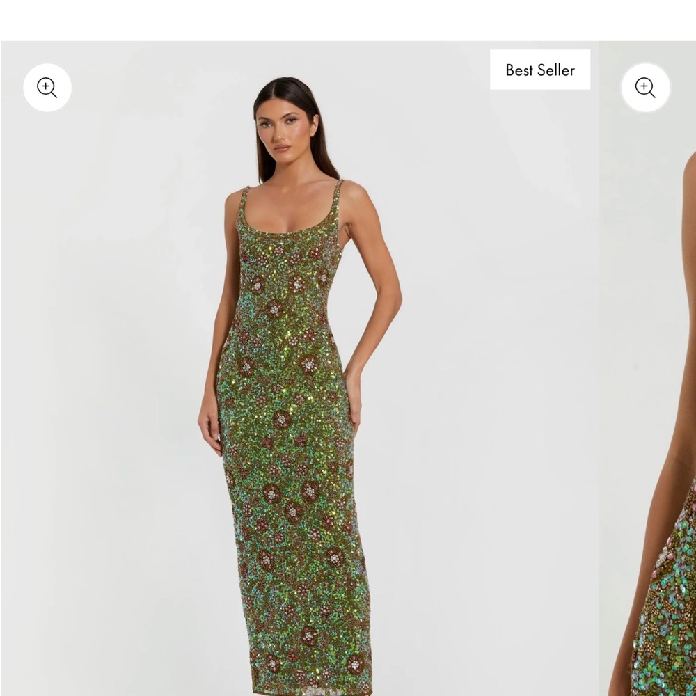 Green Sleeveless Hand Embellished Floral Maxi Dress NWT